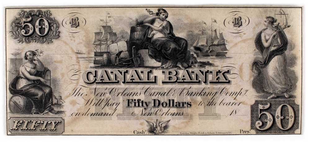 Fifty-dollar bill from the 1800s